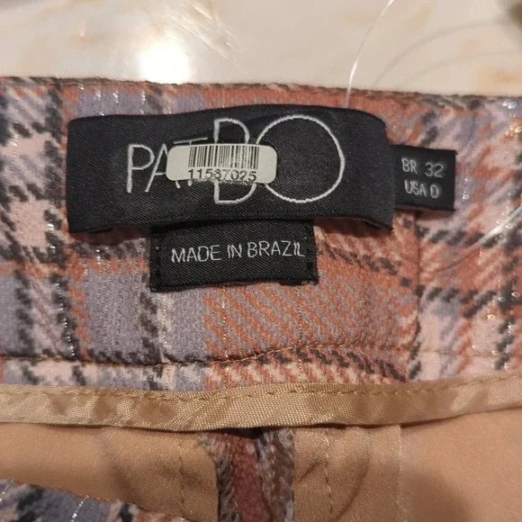 PatBO patchwork plaid wide straight leg English pants fall winter size 0 - Picture 5 of 7